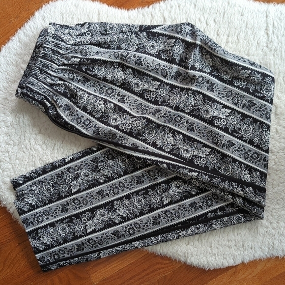 Club MONACO floral print black and white trouser pants xs - Picture 1 of 13